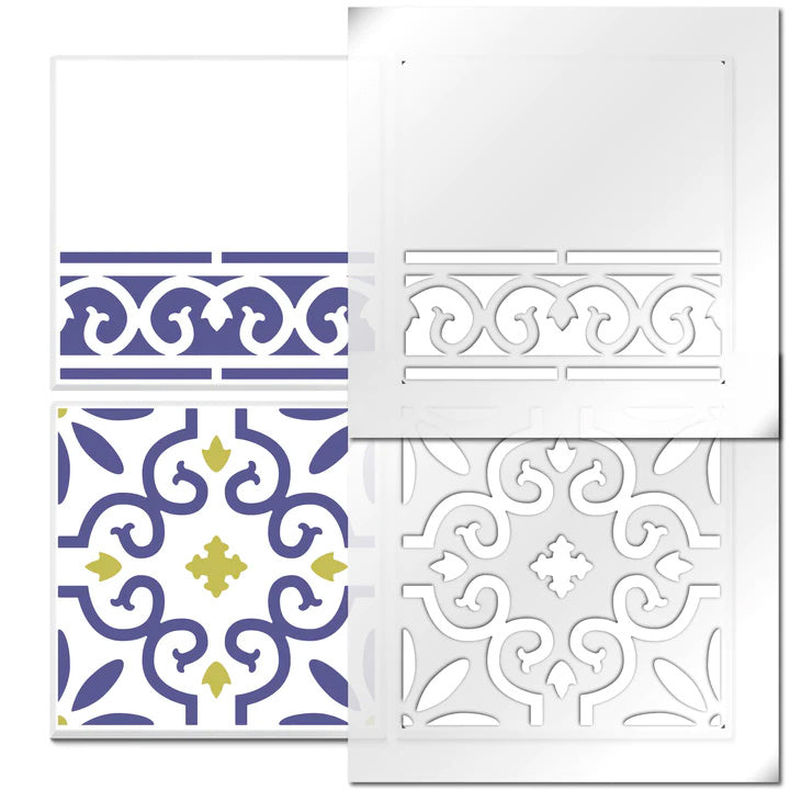 Rissington-Tile-&amp;-Border-Stencil-Sample