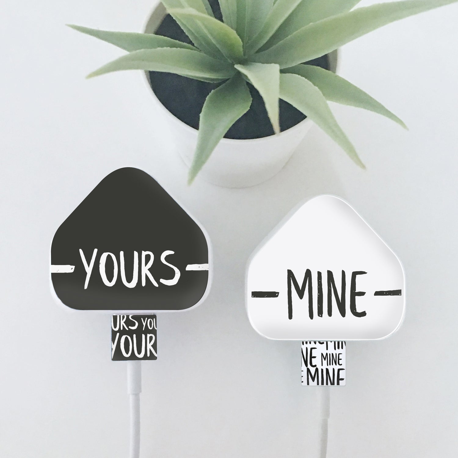 Set Of Yours & Mine Phone Charger & Cable Stickers