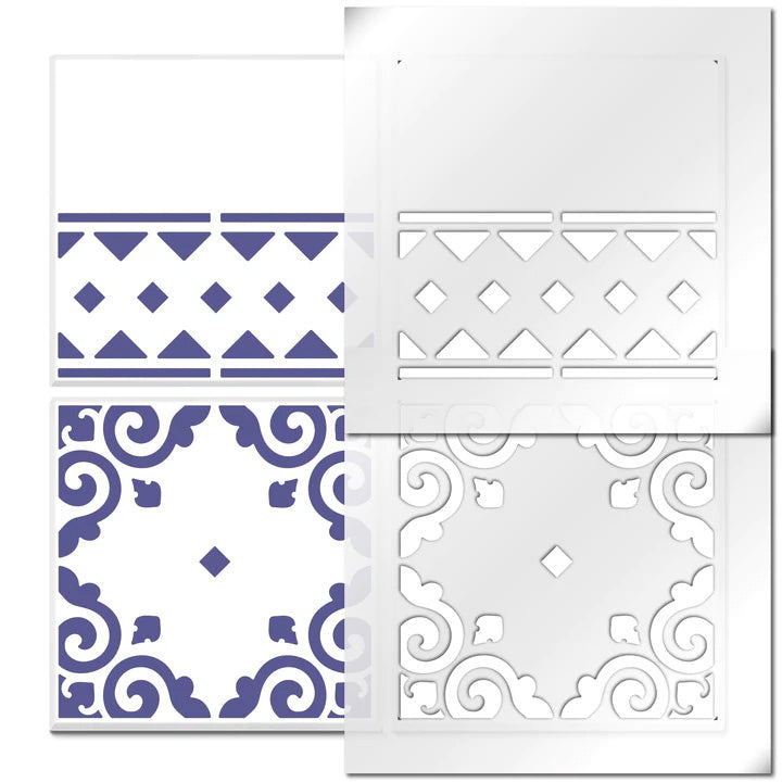 Tetbury-Tile-&-Border-Stencil-Sample
