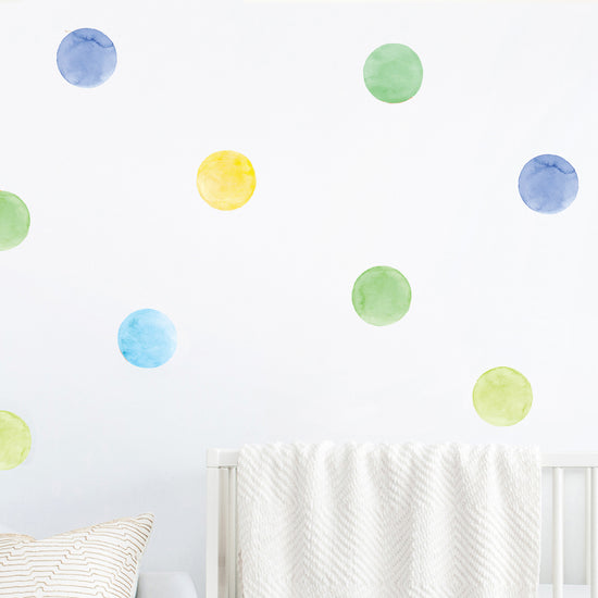 Green and Blues Watercolour Dot Wall Stickers