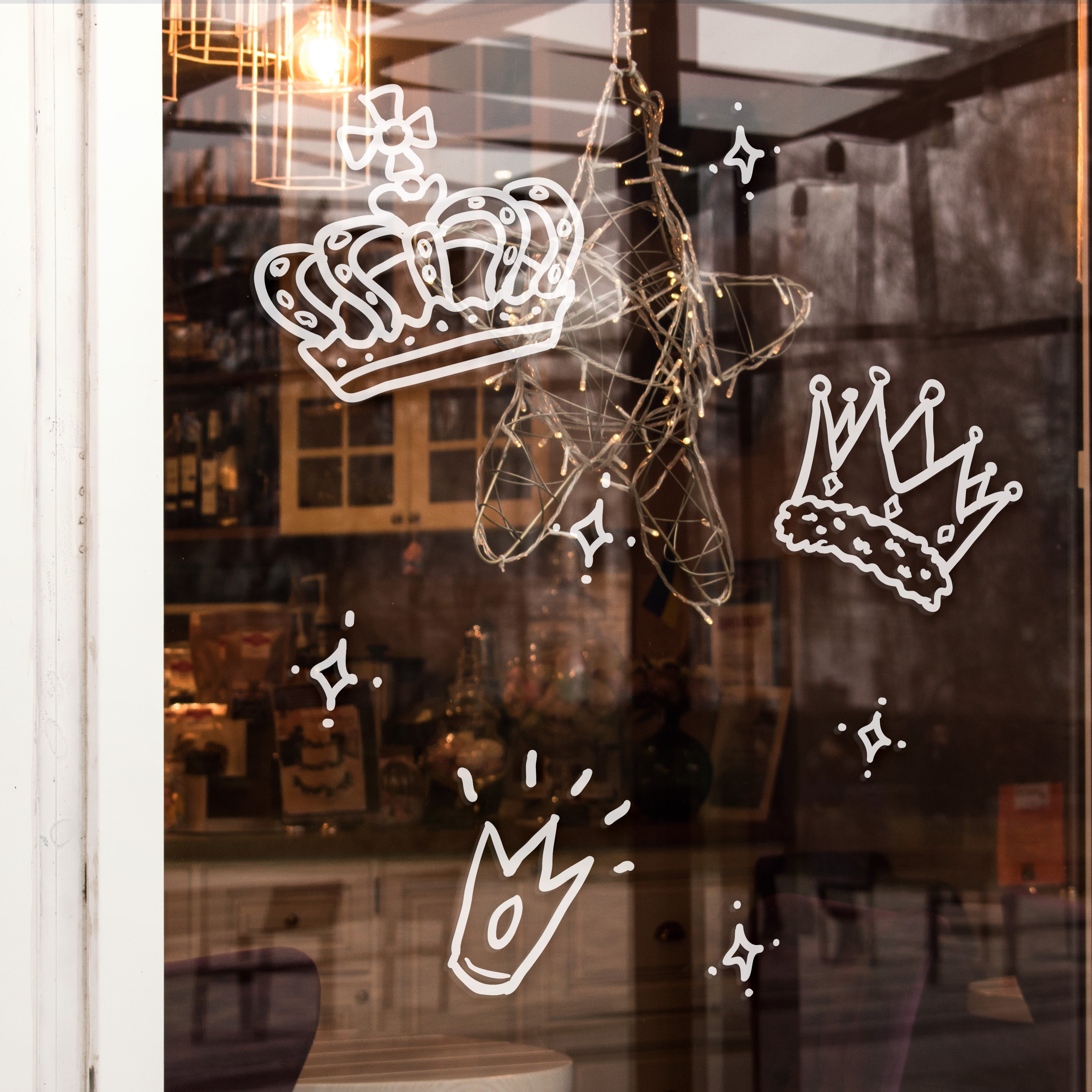 Kings Coronation set of crowns Retail Window Decals – Nutmeg Studio