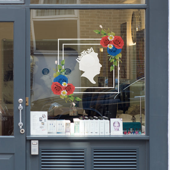 Floral queens Head Jubilee Retail Window Graphics