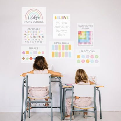 Home Schooling Kids Wall Art Quote "Believe You Can And You Are Halfway There"
