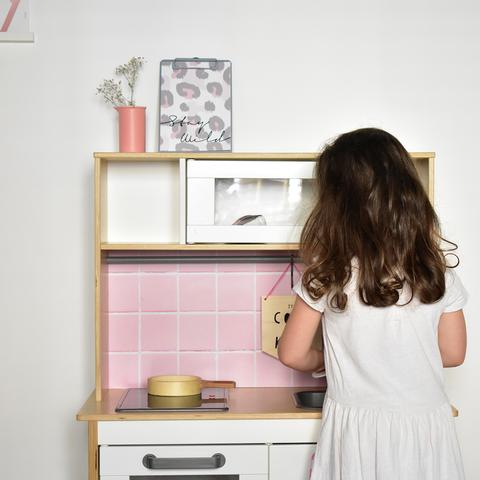 Pink Tile Stickers Ikea Hack For DUKTIG - Mini-kitchen
