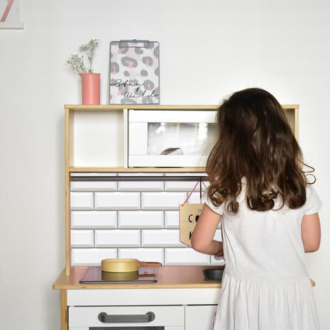 White Tile Stickers Ikea Hack For DUKTIG - Mini-kitchen