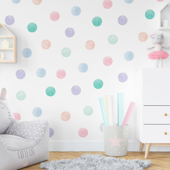 Medium Pastel Watercolour Confetti Dot Wall Stickers