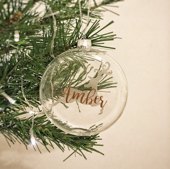 Personalised Name Sticker and Bauble reindeer