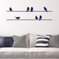 Birds on a Wire Wall Sticker. Perfect vinyl for decorating a home. Shown in a navy blue vinyl on a white wall.  