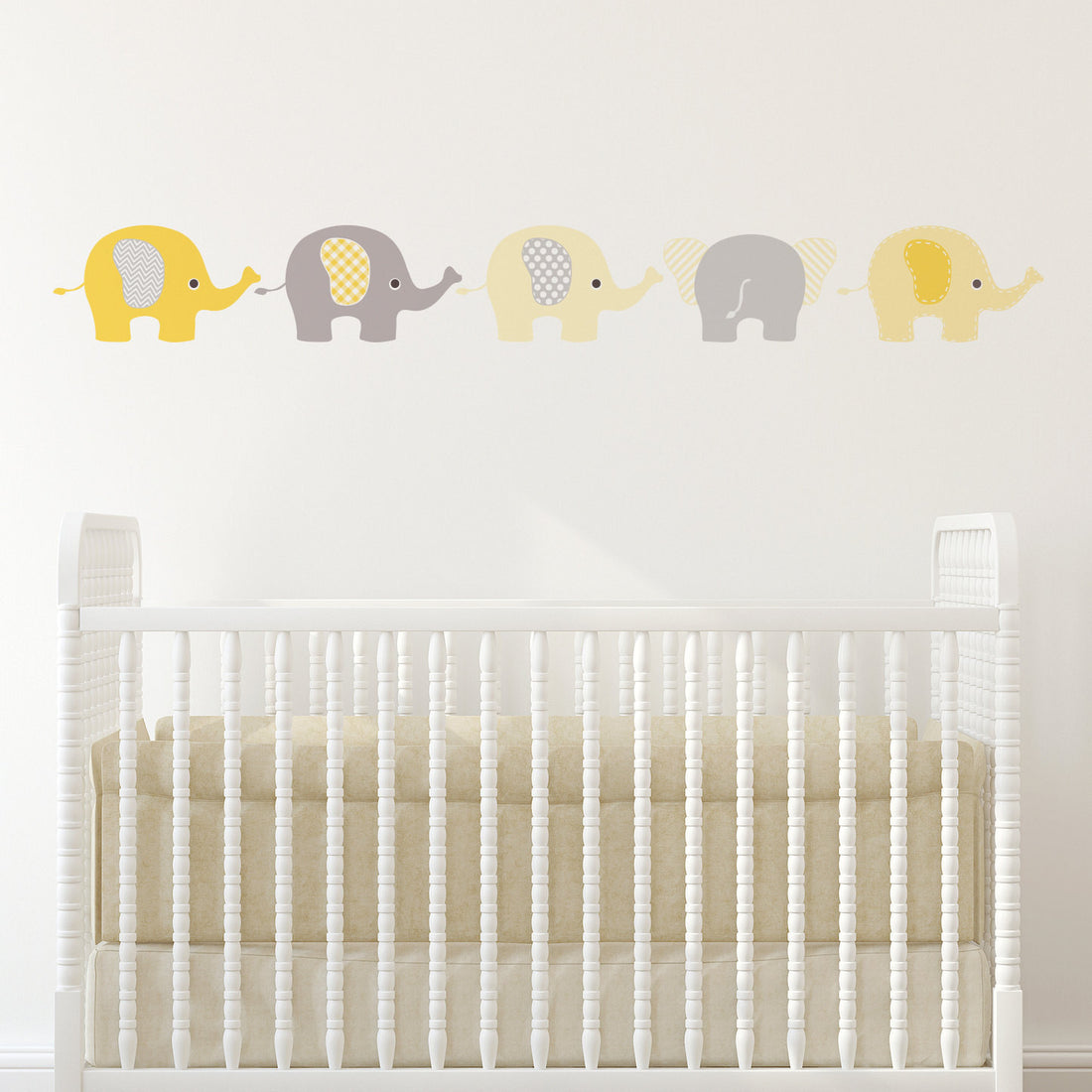 Yellow Set of 5 Elephants Nursery Wall Stickers