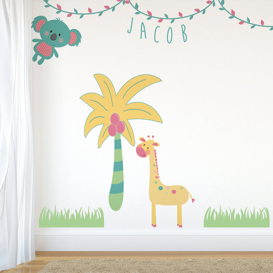 Turquoise Jungle Animal Wall Stickers