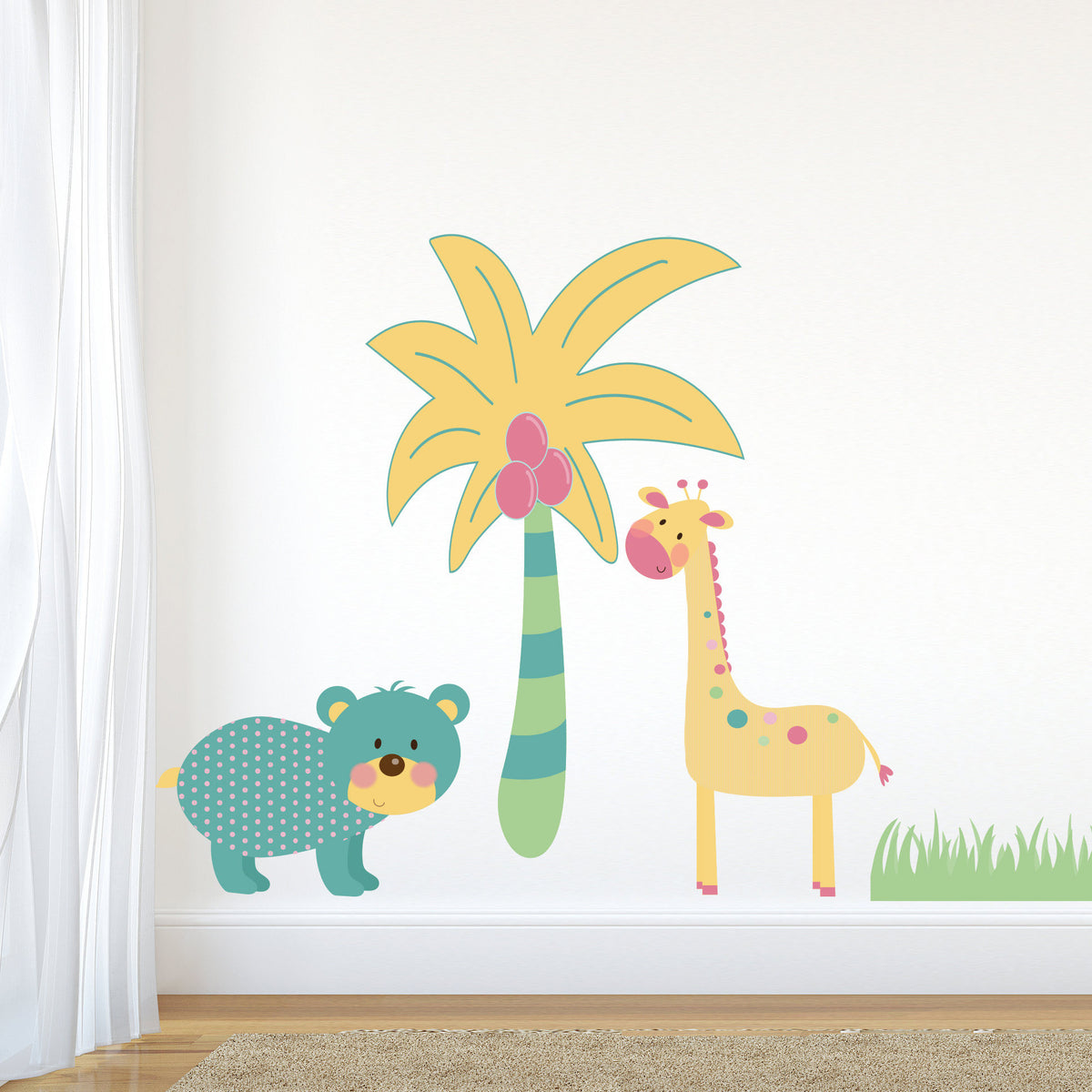 Turquoise Jungle Animal Wall Stickers