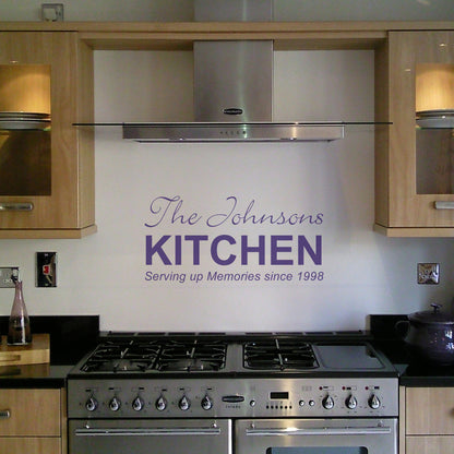 Personalised Kitchen Wall Sticker, Serving up Memories since....