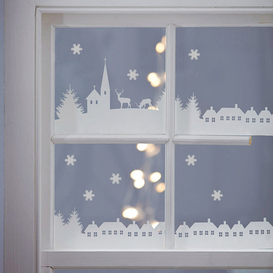 Christmas Village Scene Window Sticker
