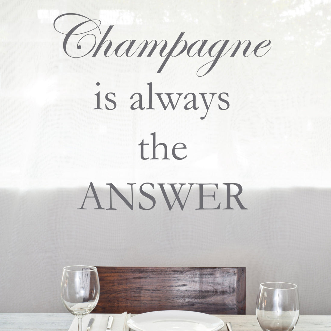 Dining Room Kitchen Wall Art "Champagne is Always the Answer"