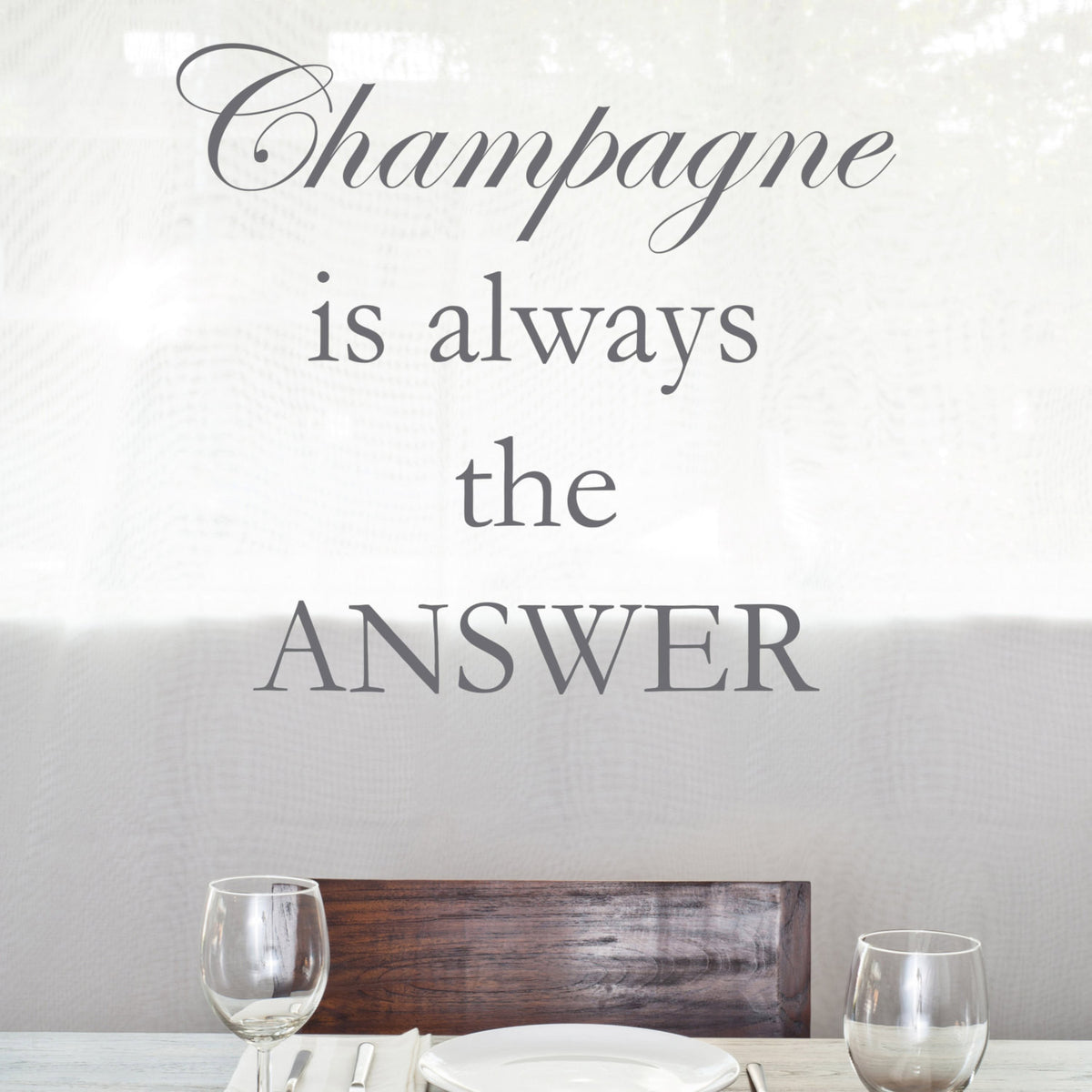 Dining Room Kitchen Wall Art "Champagne is Always the Answer"