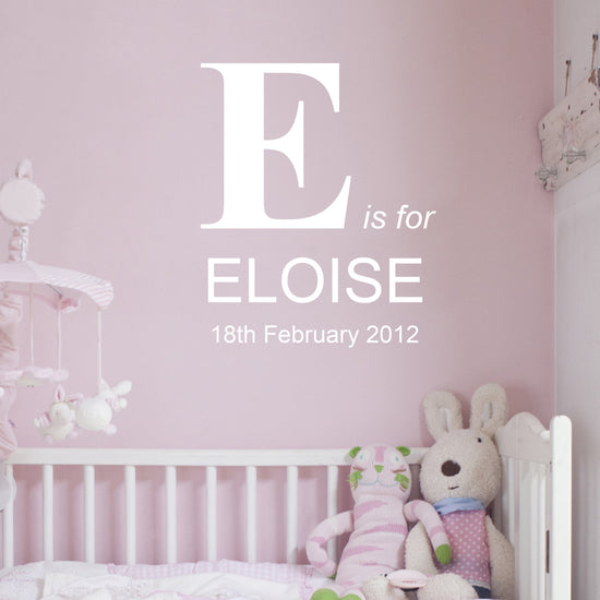 Nursery Wall Sticker Name and Date of Birth