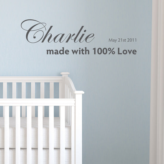 Personalised Made With Love Wall Sticker