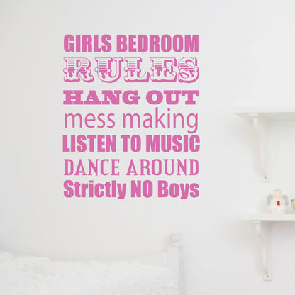 Girls Bedroom Rules Wall Sticker
