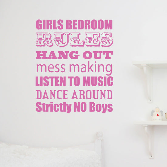 Girls Bedroom Rules Wall Sticker