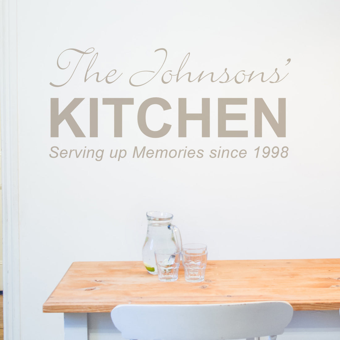 Personalised Kitchen Wall Sticker, Serving up Memories since....