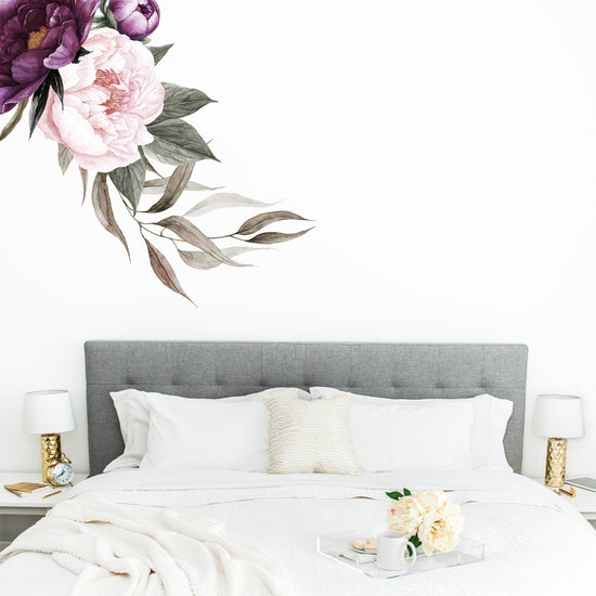 Rich Plum Peonies Floral Wall Sticker