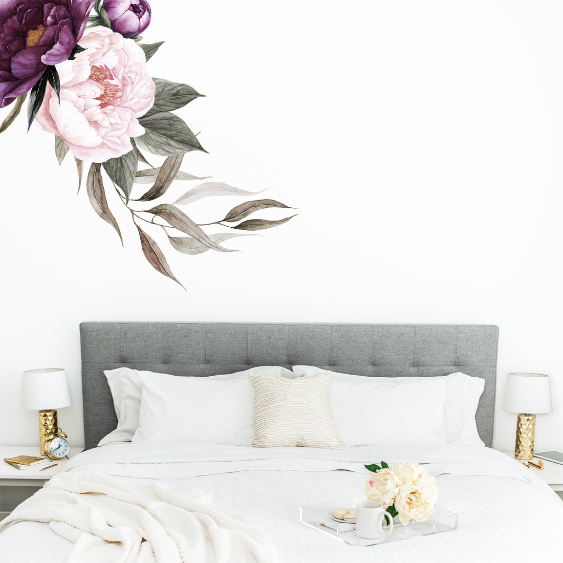 Rich Plum Peonies Floral Wall Sticker