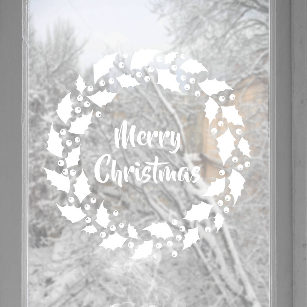 Merry Christmas Wreath Window and Wall Sticker