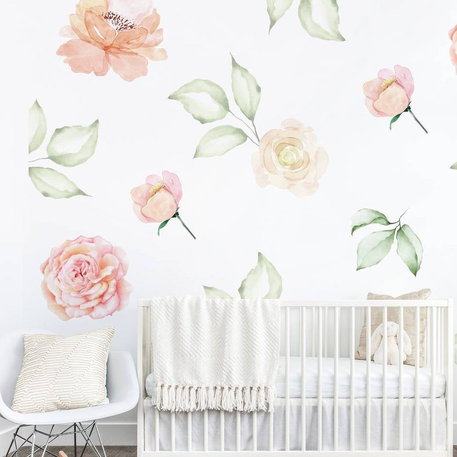 Roses And Romance Floral Wall Sticker Set