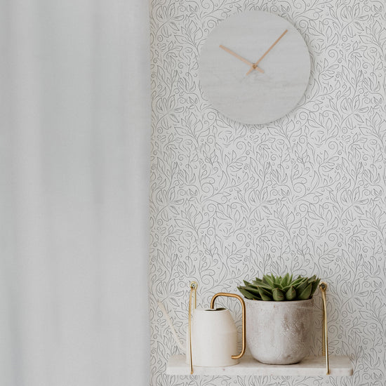 Rose and Leaf Sketch Self-Adhesive Wallpaper