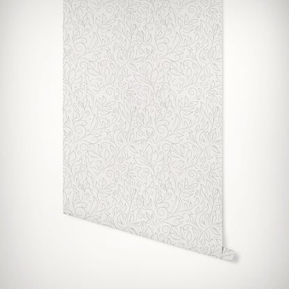 Rose and Leaf Sketch Self-Adhesive Wallpaper