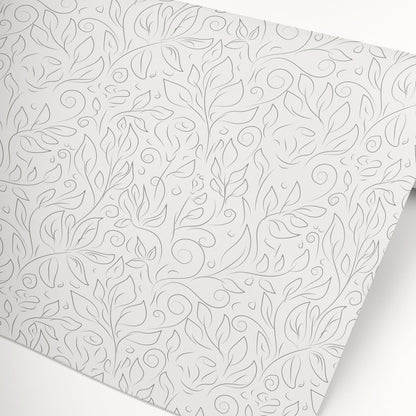 Rose and Leaf Sketch Self-Adhesive Wallpaper