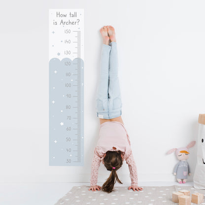 Personalised Stars and Scallops Height Chart in Blue