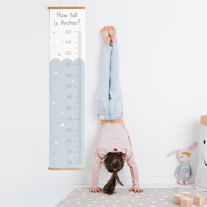 Personalised Stars and Scallops Height Chart in Blue